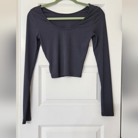 Ribbed Wide Leg Pants + Long Sleeve Top SET. Pocketed & Pleated pants.Like New - Picture 5 of 10